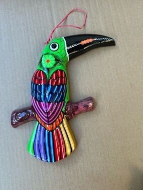 Mexican Talavera Parrot Hand Painted Ceramic Folk Art Wall Hanging